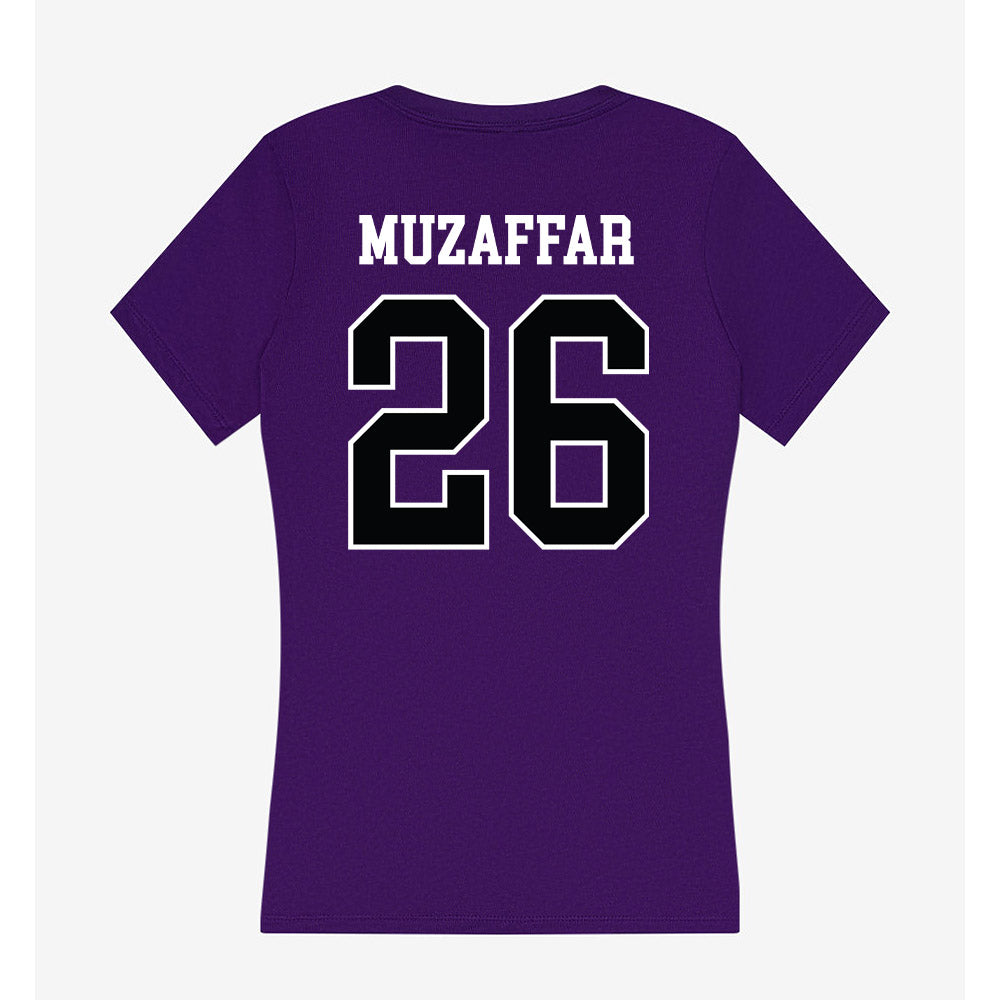 Stonehill - NCAA Men's Soccer : Amman Muzaffar - Women's V-Neck T-Shirt-1