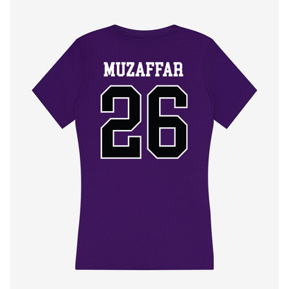 Stonehill - NCAA Men's Soccer : Amman Muzaffar - Women's V-Neck T-Shirt-1