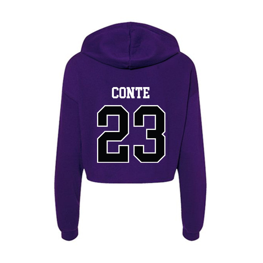 Stonehill - NCAA Softball : Shannon Conte - Women's Crop Fleece Hoodie-1