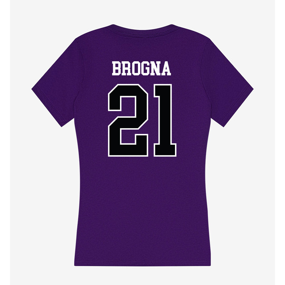 Stonehill - NCAA Men's Basketball : Todd Brogna - Women's V-Neck T-Shirt-1