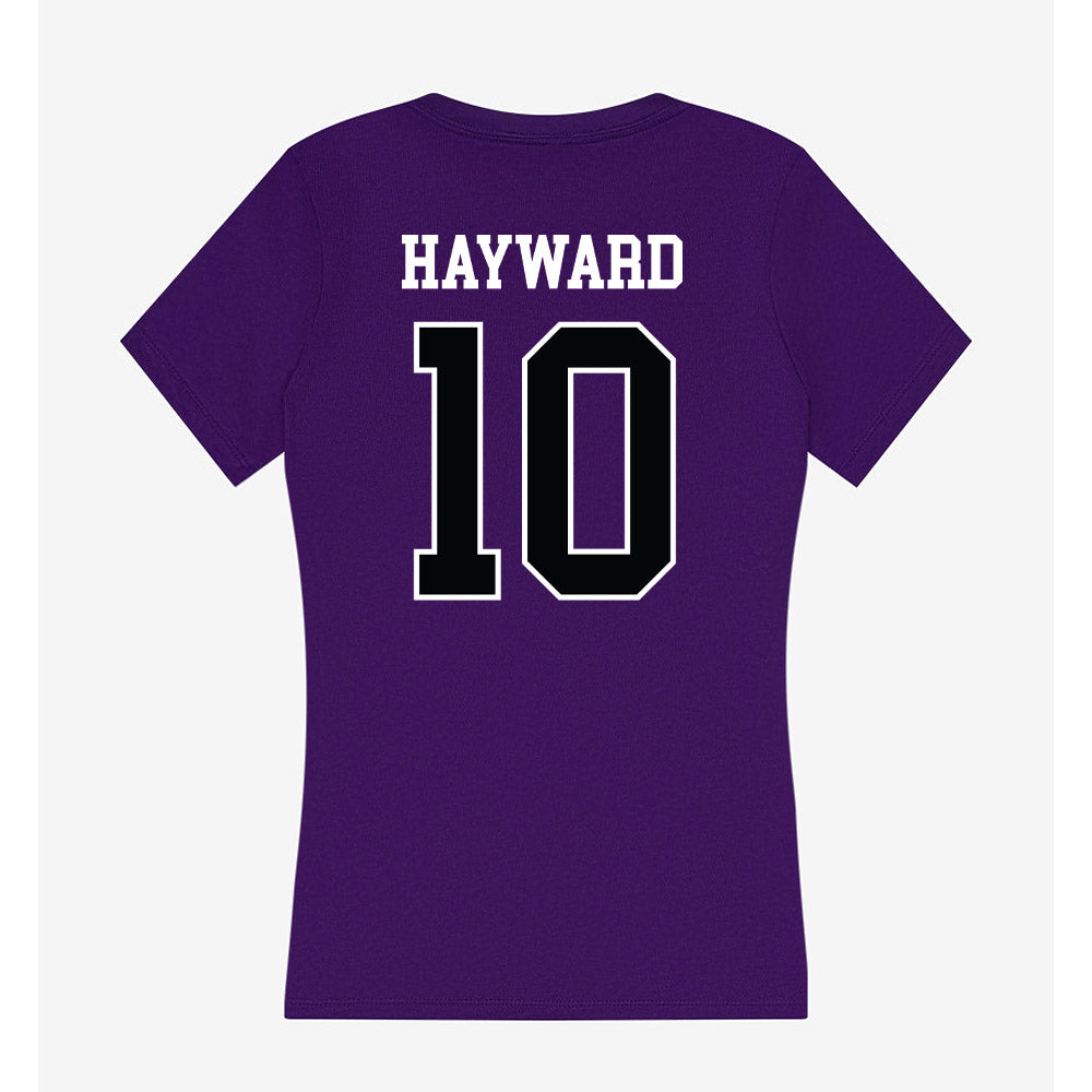 Stonehill - NCAA Women's Basketball : Sharn Hayward - Women's V-Neck T-Shirt-1