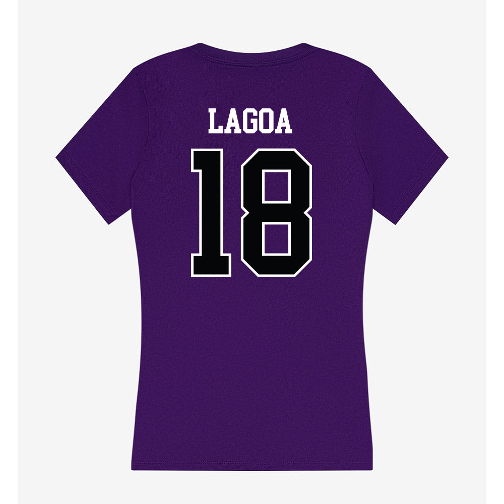 Stonehill - NCAA Men's Soccer : Nathan Lagoa - Women's V-Neck T-Shirt-1
