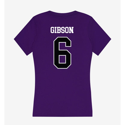 Stonehill - NCAA Men's Ice Hockey : Justin Gibson - Women's V-Neck T-Shirt-1