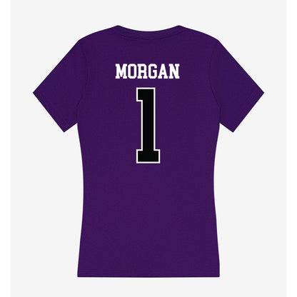 Stonehill - NCAA Men's Basketball : Joshua Morgan - Women's V-Neck T-Shirt-1