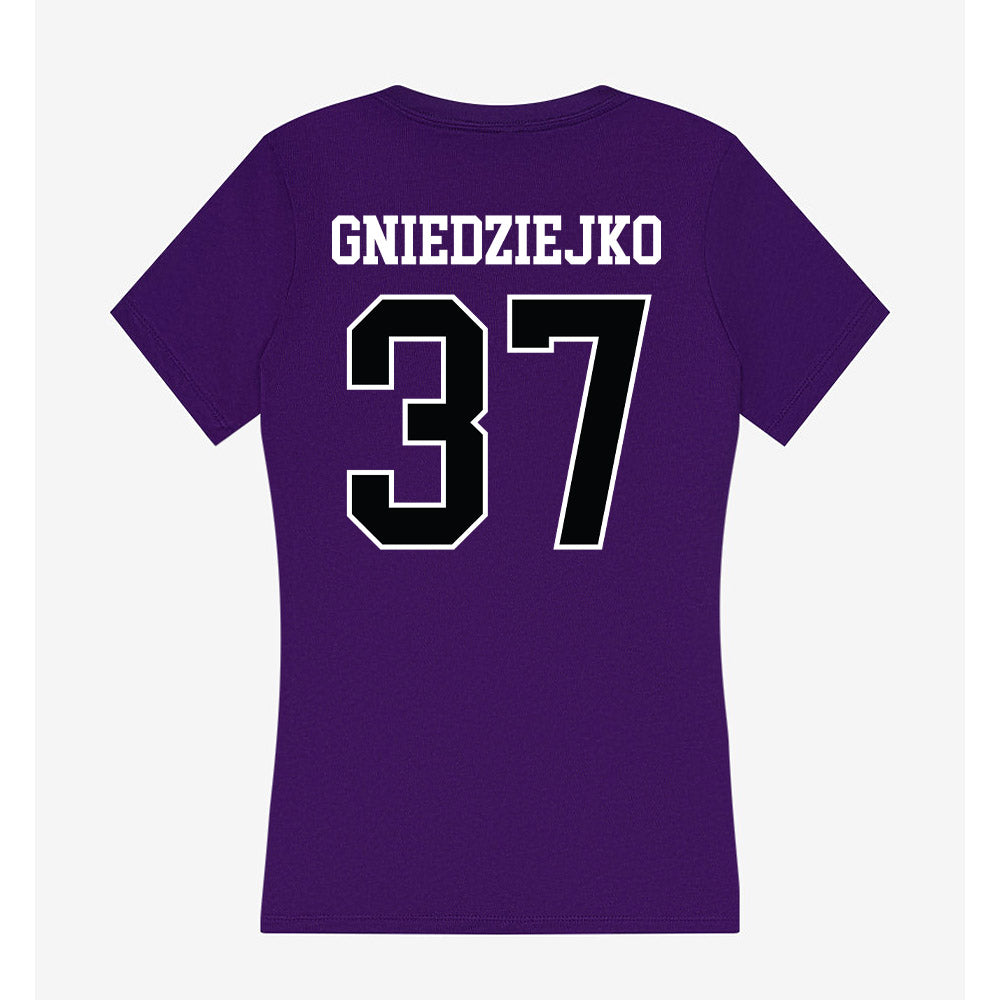 Stonehill - NCAA Men's Soccer : Patryk Gniedziejko - Women's V-Neck T-Shirt-1