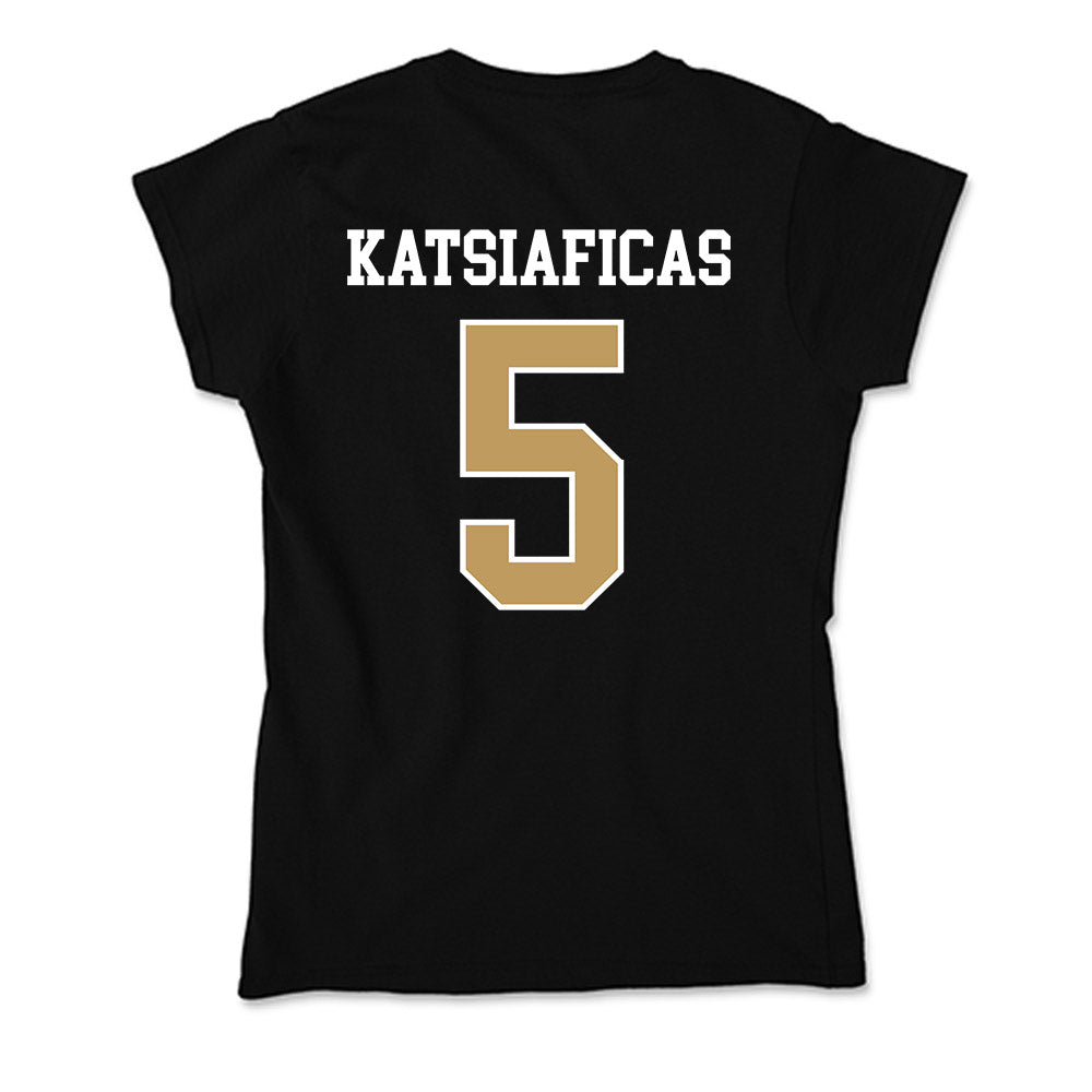Husson - NCAA Men's Basketball : Charlie Katsiaficas - Soft Style Women’s T-Shirt-1