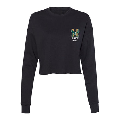 Husson - NCAA Football : Harold English - Women's Cropped Crew Fleece-0