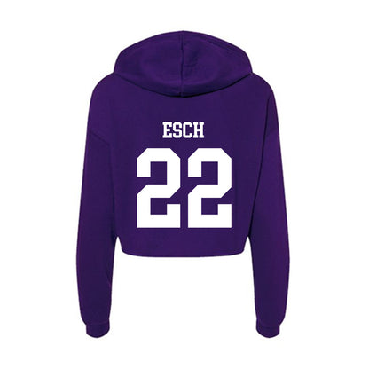 UST - NCAA Baseball : Evan Esch - Women's Crop Fleece Hoodie-1