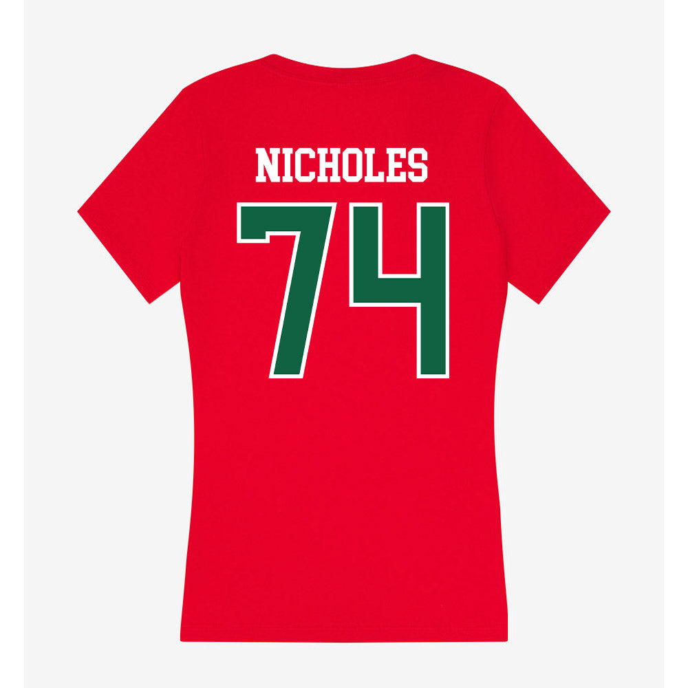 Minot State - NCAA Football : Teagen Nicholes - Women's V-Neck T-Shirt-1