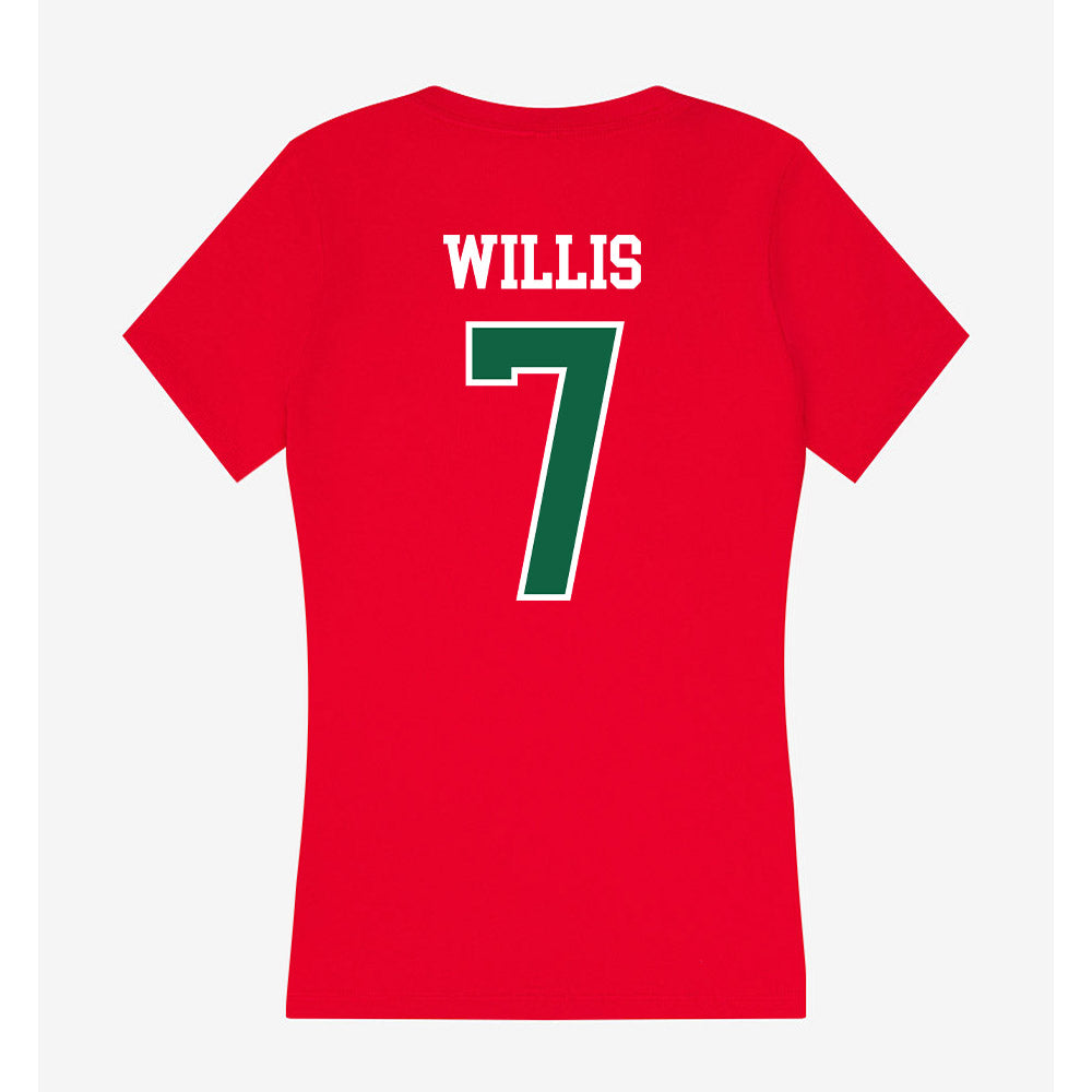 Minot State - NCAA Women's Volleyball : Emily Willis - Women's V-Neck T-Shirt-1