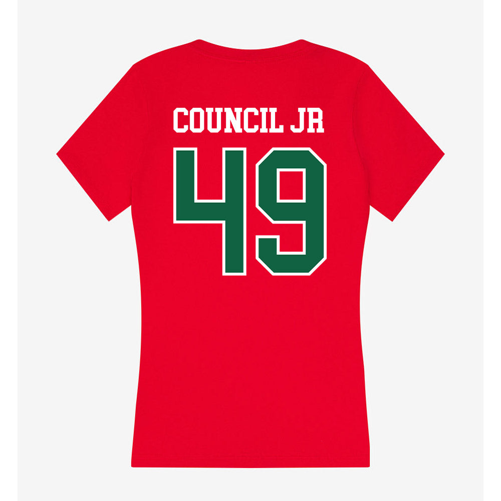 Minot State - NCAA Football : Marcus Council Jr - Women's V-Neck T-Shirt-1