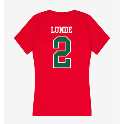 Minot State - NCAA Women's Basketball : Avery Lunde - Women's V-Neck T-Shirt-1