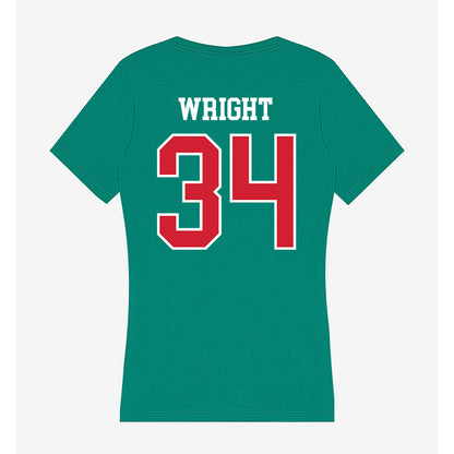 MVSU - NCAA Football : Jalen Wright - Women's V-Neck T-Shirt-1