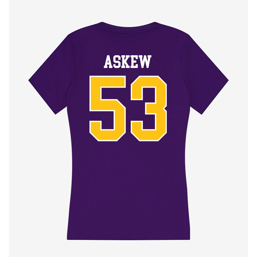 East Carolina - NCAA Football : Panda Askew - Women's V-Neck T-Shirt-1