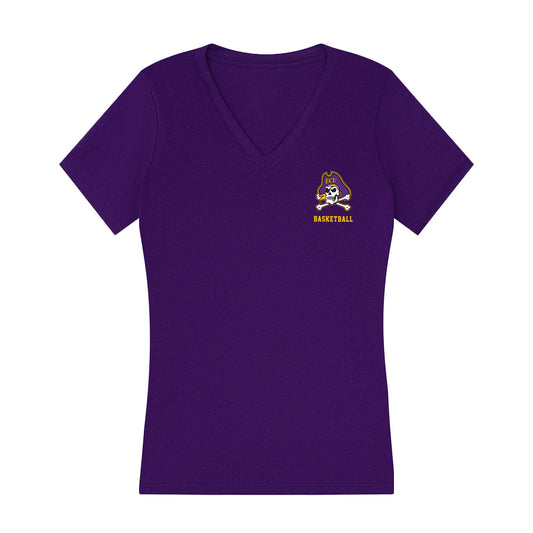 East Carolina - NCAA Men's Basketball : Eli DeLaurier - Women's V-Neck T-Shirt-0
