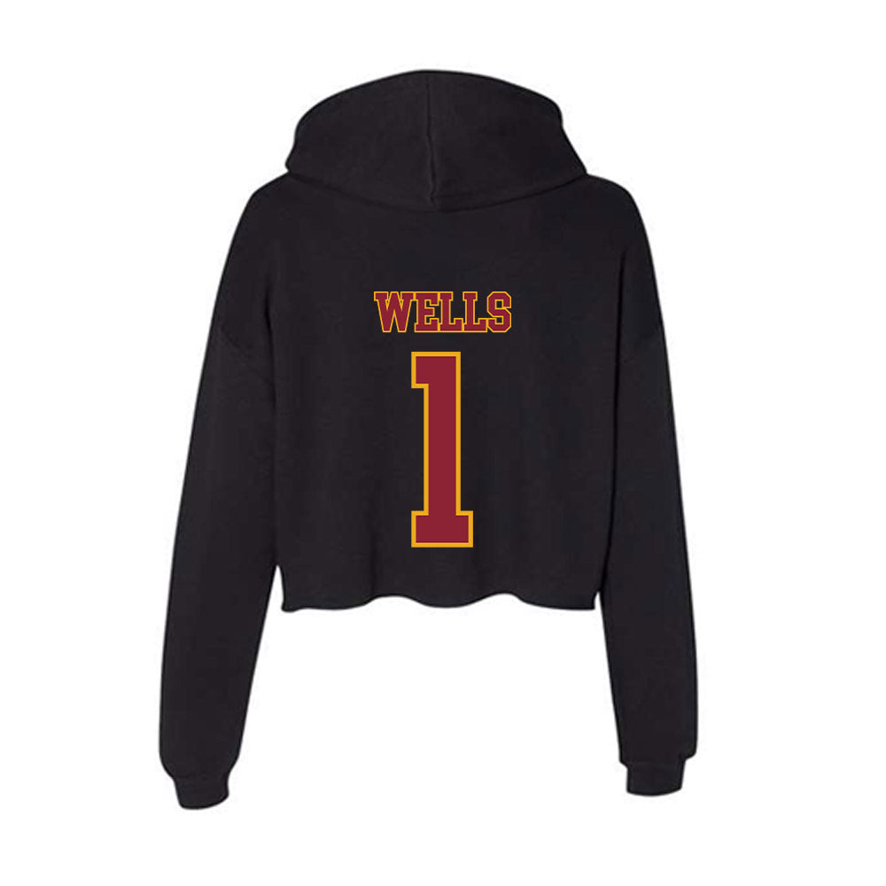 ULM - NCAA Football : Kevontay wells - Women's Crop Fleece Hoodie-1