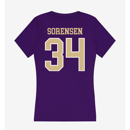 Washington - NCAA Baseball : Noah Sorensen - Women's V-Neck T-Shirt-1