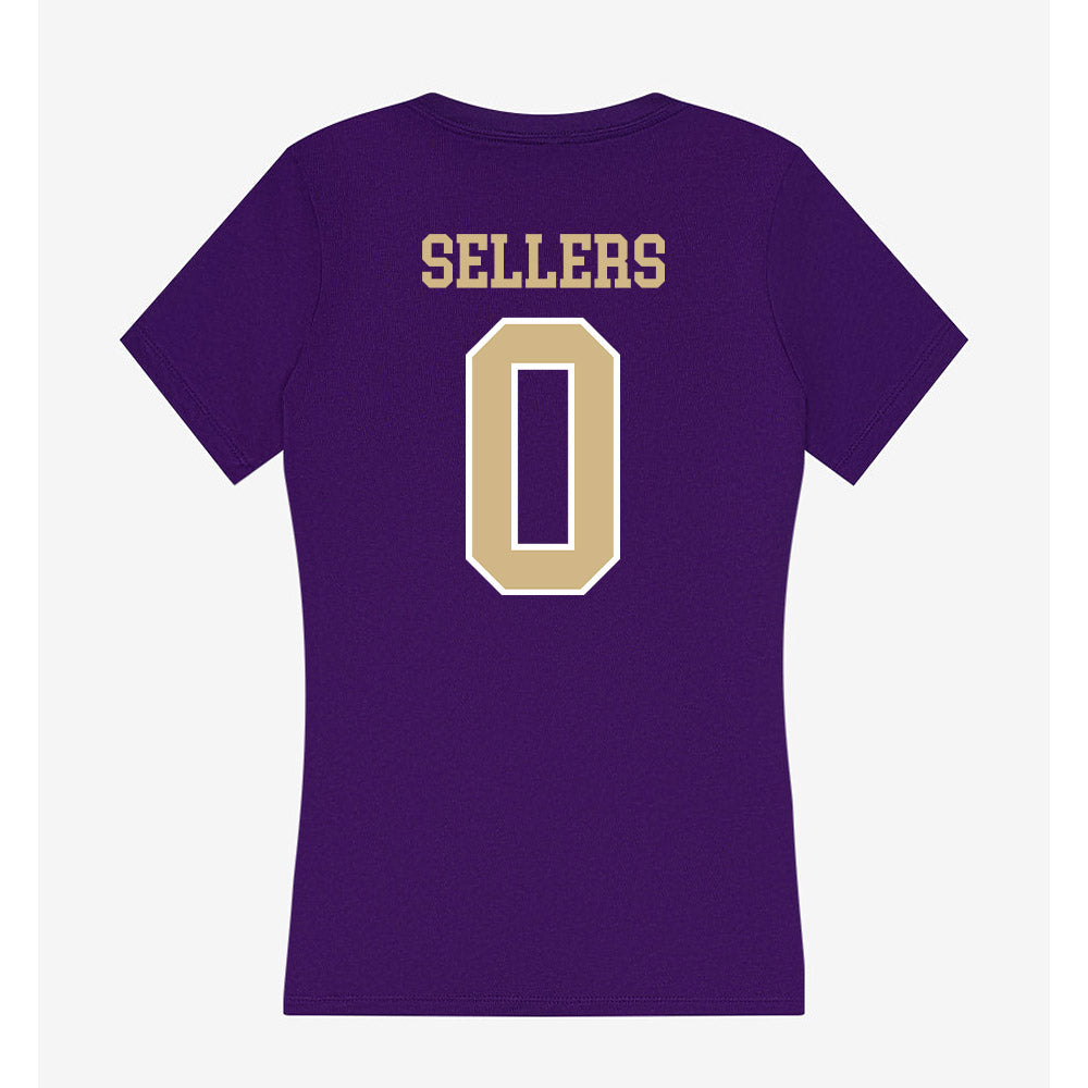 Washington - NCAA Women's Basketball : Sayvia Sellers - Women's V-Neck T-Shirt-1