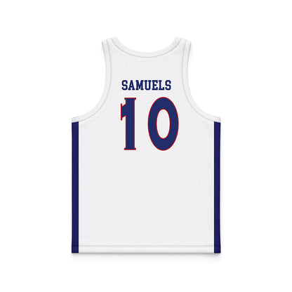 American - NCAA Men's Basketball : Adrian Samuels - White Basketball Jersey-1
