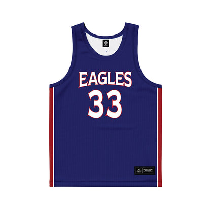 American - NCAA Men's Basketball : Matt Mayock - Blue Basketball Jersey-0