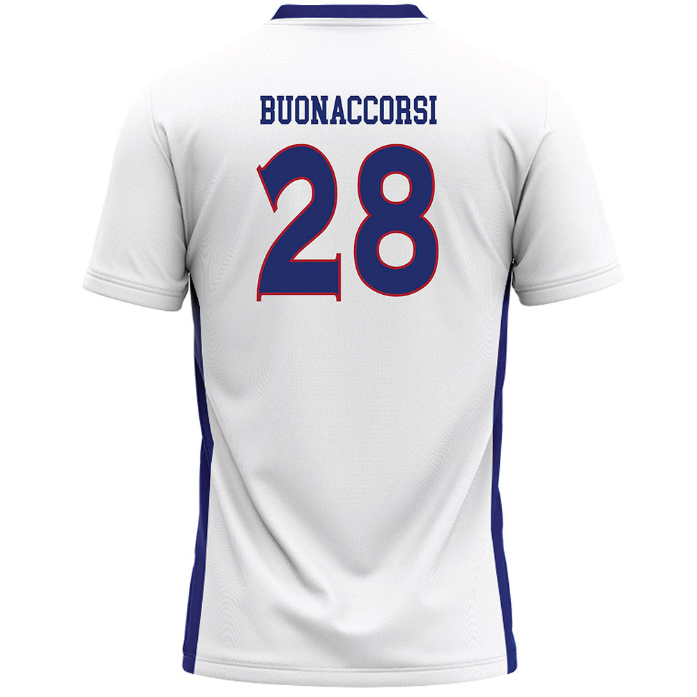 American - NCAA Women's Lacrosse : Samantha Buonaccorsi - White Lacrosse Jersey -1