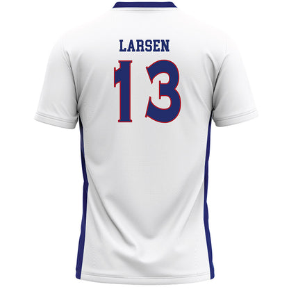 American - NCAA Women's Lacrosse : Carly Larsen - White Lacrosse Jersey -1