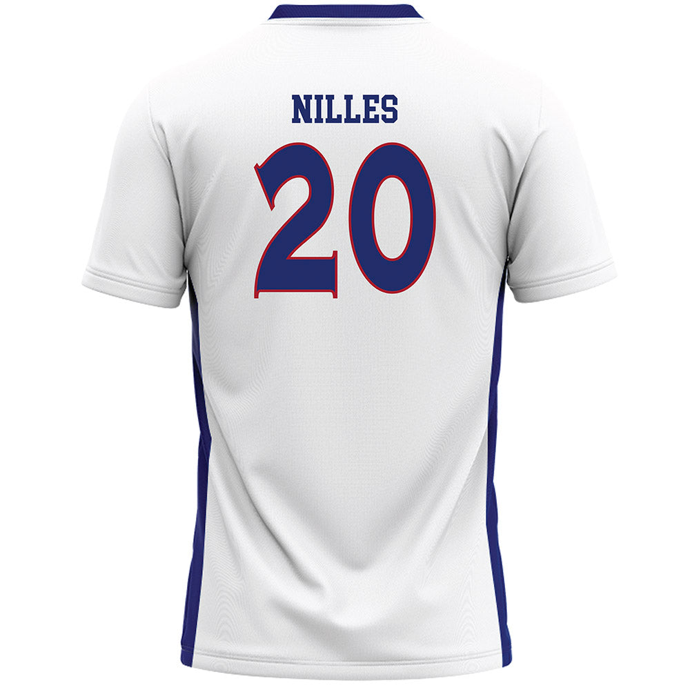 American - NCAA Women's Lacrosse : Alyssa Nilles - White Lacrosse Jersey -1