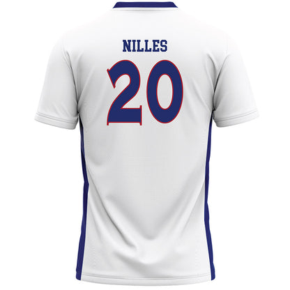 American - NCAA Women's Lacrosse : Alyssa Nilles - White Lacrosse Jersey -1