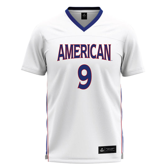 American - NCAA Women's Lacrosse : Deirdre Brown - White Lacrosse Jersey -0