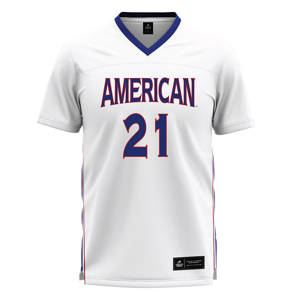 American - NCAA Women's Lacrosse : Kellie Linehan - White Lacrosse Jersey -0
