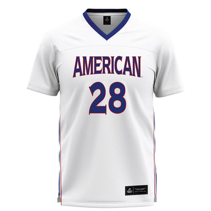 American - NCAA Women's Lacrosse : Samantha Buonaccorsi - White Lacrosse Jersey -0