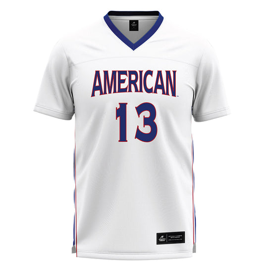 American - NCAA Women's Lacrosse : Carly Larsen - White Lacrosse Jersey -0