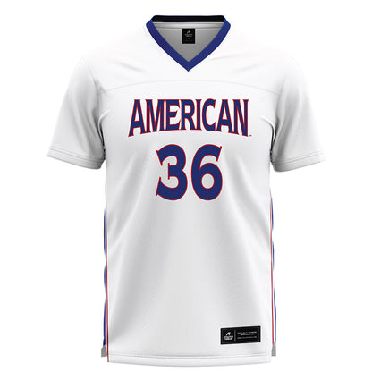 American - NCAA Women's Lacrosse : Mia Zganjar - White Lacrosse Jersey -0