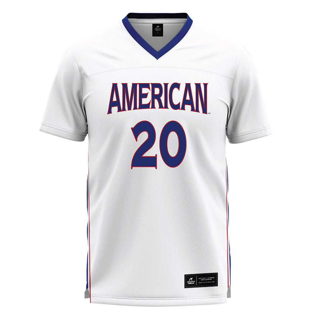 American - NCAA Women's Lacrosse : Alyssa Nilles - White Lacrosse Jersey -0