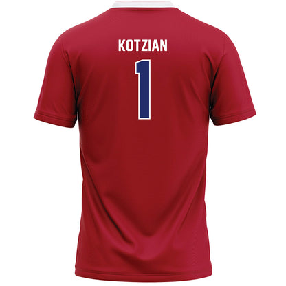 American - NCAA Women's Lacrosse : Adria Kotzian - Red Lacrosse Jersey -1