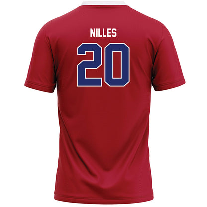 American - NCAA Women's Lacrosse : Alyssa Nilles - Red Lacrosse Jersey -1