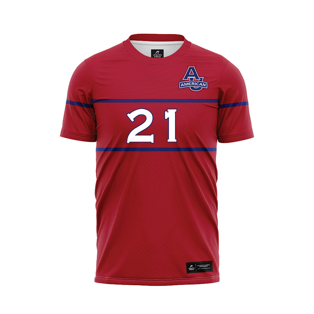 American - NCAA Women's Soccer : Jennifer McGuire - Red Soccer Jersey-0