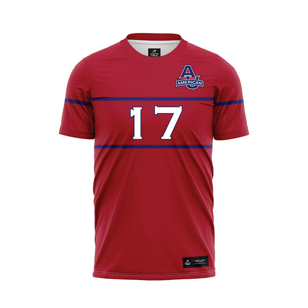 American - NCAA Women's Soccer : Avery Klingensmith - Red Soccer Jersey-0