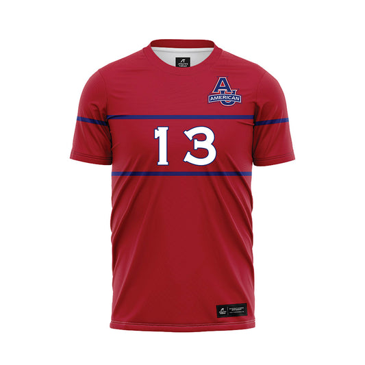 American - NCAA Women's Soccer : Vicky Kariuki - Red Soccer Jersey-0