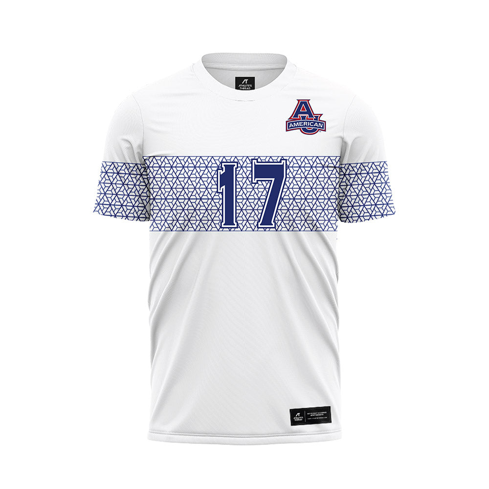 American - NCAA Women's Soccer : Avery Klingensmith - White Soccer Jersey-0