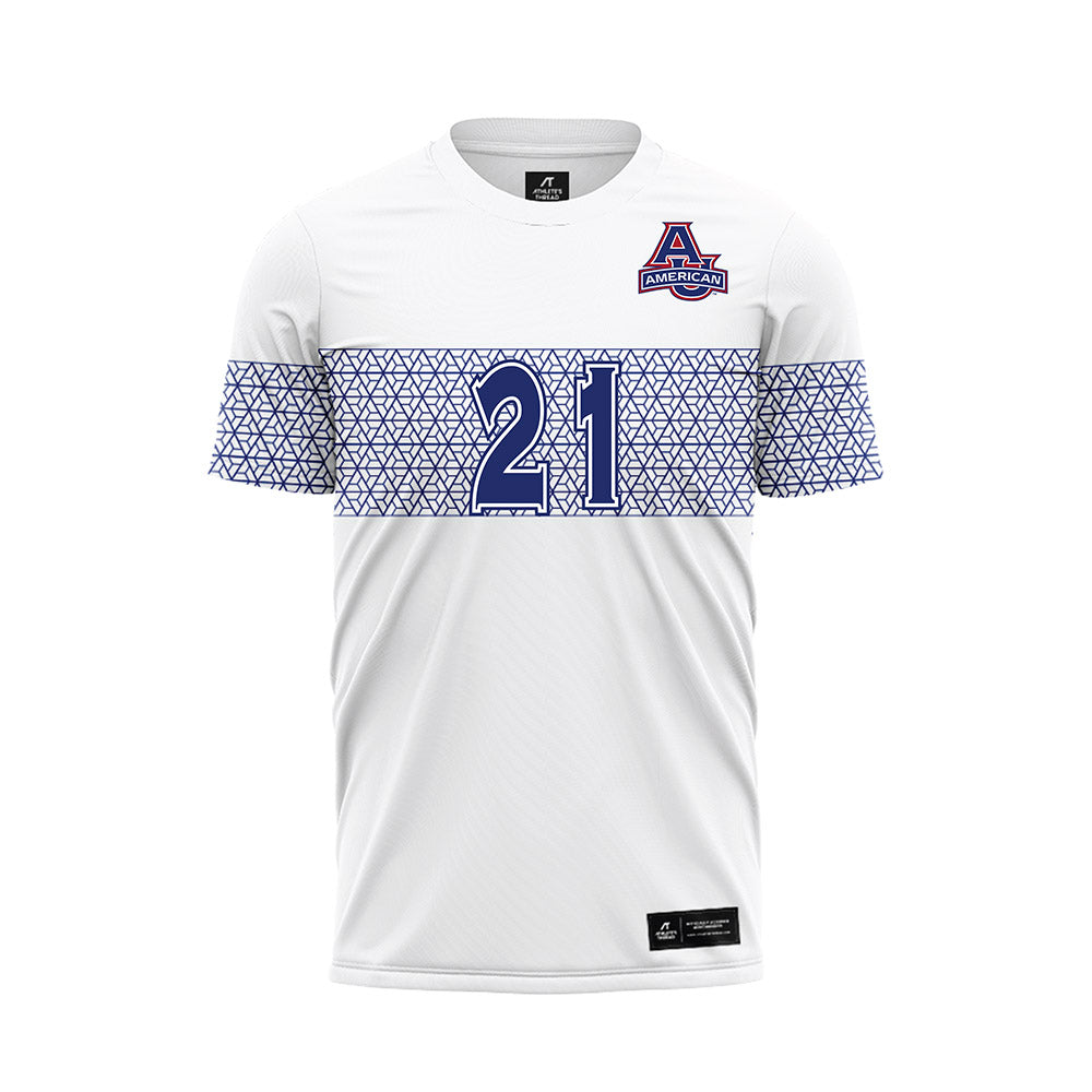 American - NCAA Women's Soccer : Jennifer McGuire - White Soccer Jersey-0