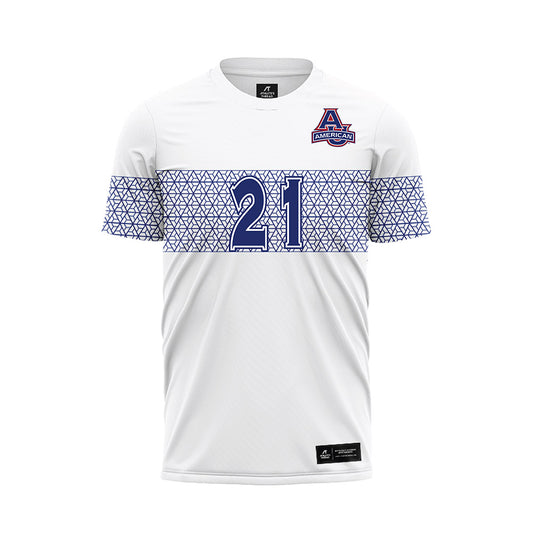 American - NCAA Women's Soccer : Jennifer McGuire - White Soccer Jersey-0