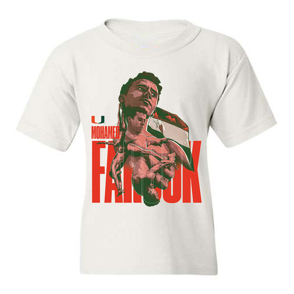 Miami - NCAA Men's Swimming & Diving : Mohamed Farouk - Player Collage Youth T-Shirt-0