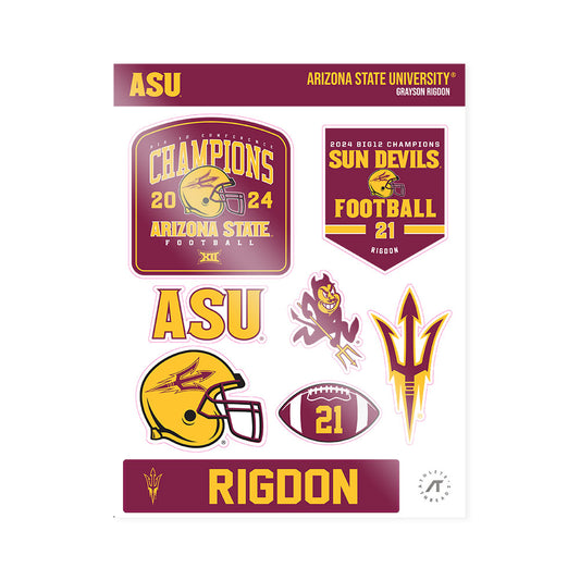 Arizona State - NCAA Football : Grayson Rigdon - Big12 Sticker Sheet-0