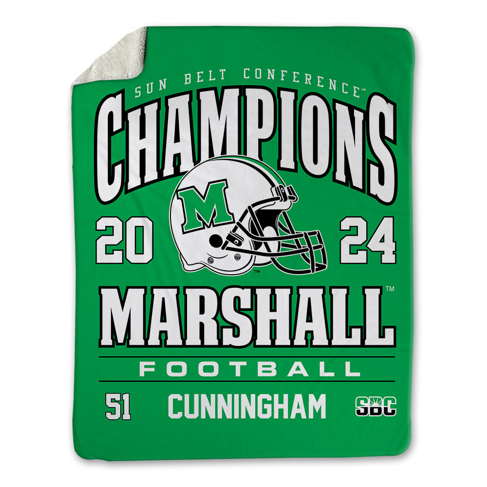 Marshall - NCAA Football : Jaxson Cunningham - SBC Champions Blanket-0