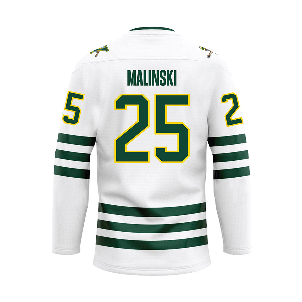 UVM - NCAA Men's Ice Hockey : Jack Malinski - White Hockey Jersey-1