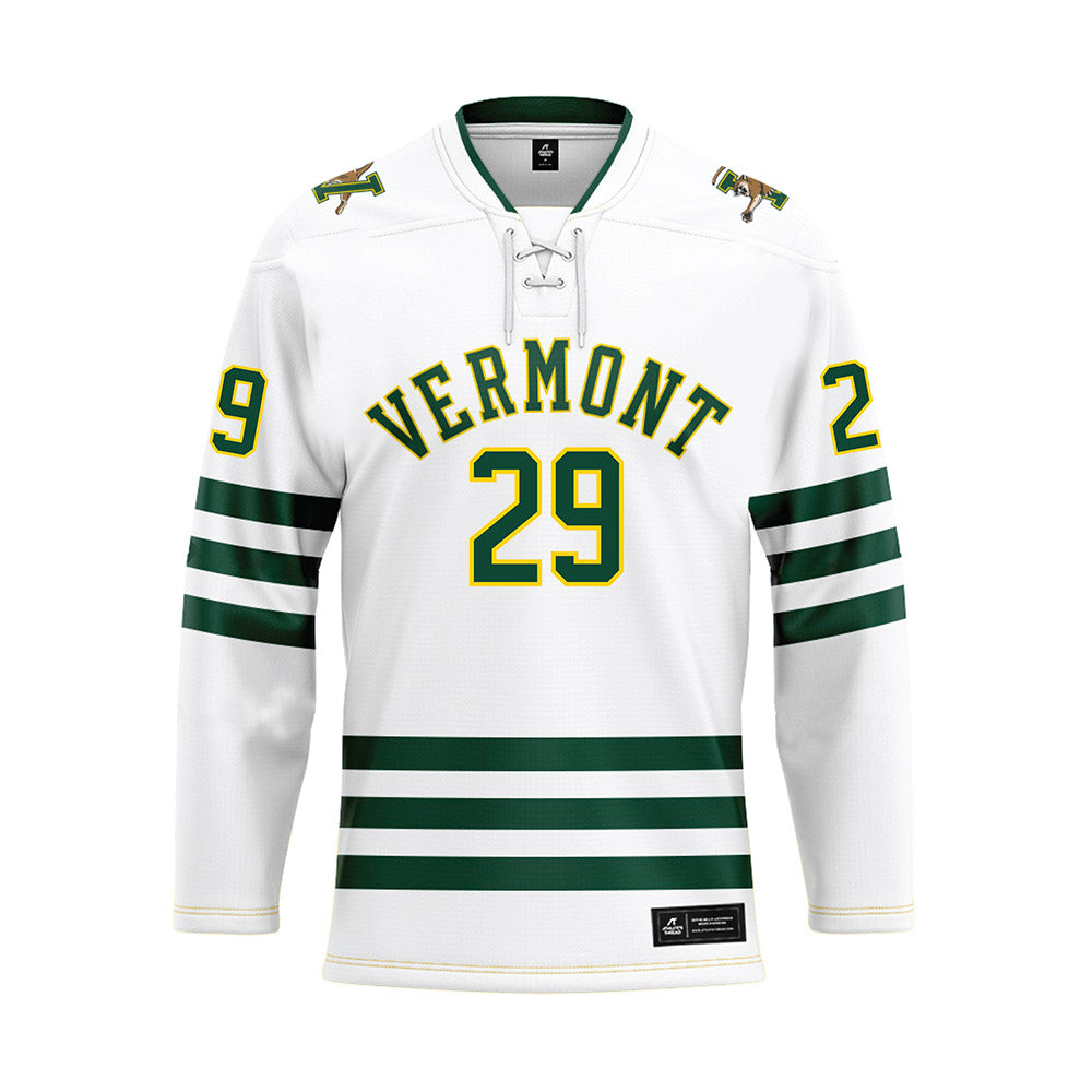 UVM - NCAA Men's Ice Hockey : Max Strand - White Hockey Jersey-0