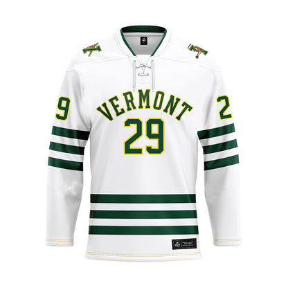 UVM - NCAA Men's Ice Hockey : Max Strand - White Hockey Jersey-0