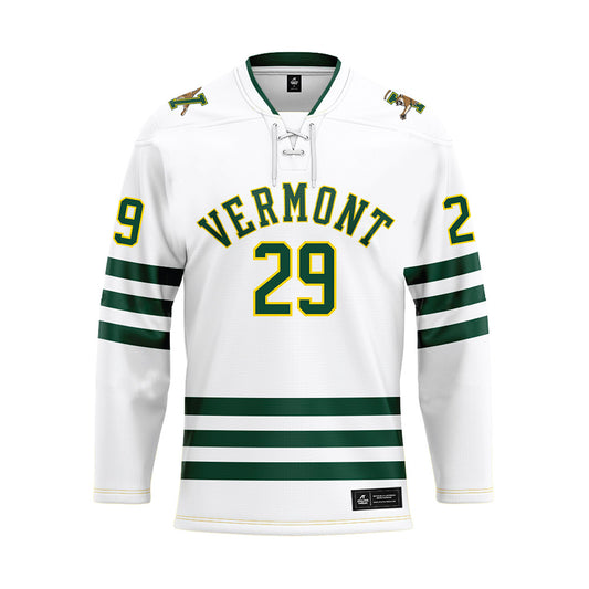 UVM - NCAA Men's Ice Hockey : Max Strand - White Hockey Jersey-0