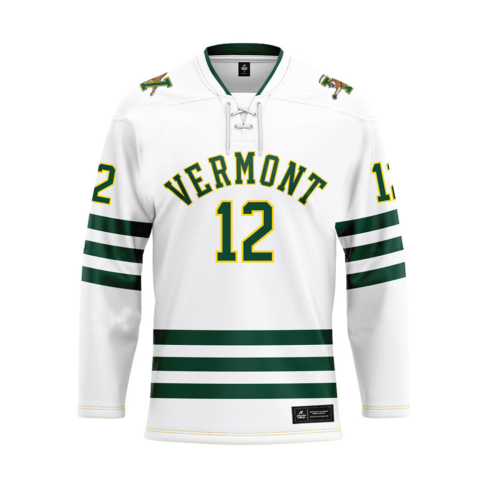 UVM - NCAA Men's Ice Hockey : Blake Steenerson - White Hockey Jersey-0